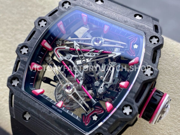 RM Factory Tourbillon Richard Mille RM 38-02 43.7mm Black Carbon Fiber Rubber Stra (7) RM Factory Tourbillon Richard Mille RM 38-02 43.7mm Black Carbon Fiber Rubber Strap Skeletonized Dial