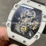 RM Factory Richard Mille RM 27-02 43mm White Carbon Fiber Black Rubber Strap Tourbillon Skeletonized Dial