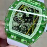 RM Factory Richard Mille RM 26-01 44mm Green Synthetic Crystal White Rubber Strap Panda Skeletonized White Dial