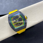 RM68A4~1 RM Factory Richard Mille RM 61-01 42.7mm Carbon Fiber Yellow Rubber Strap Yellow And Green Skeleton Dial
