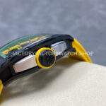 RM7ED5~1 RM Factory Richard Mille RM 61-01 42.7mm Carbon Fiber Yellow Rubber Strap Yellow And Green Skeleton Dial