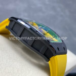 RM811C~1 RM Factory Richard Mille RM 61-01 42.7mm Carbon Fiber Yellow Rubber Strap Yellow And Green Skeleton Dial