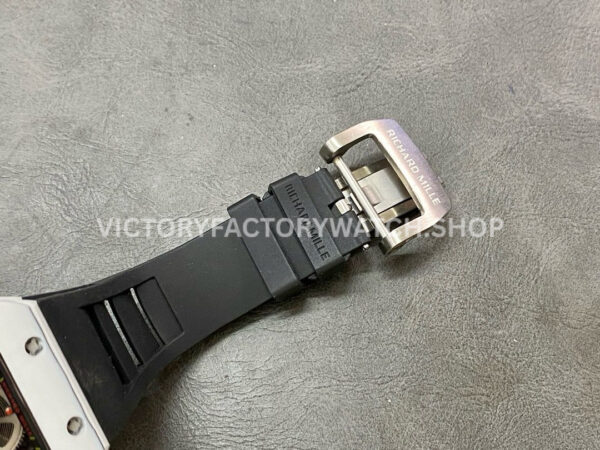RM Factory Richard Mille RM 27-02 43mm White Carbon Fiber Black Rubber Strap Tourbillon Skeletonized Dial