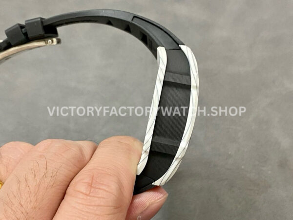 RM Factory Richard Mille RM 27-02 43mm White Carbon Fiber Black Rubber Strap Tourbillon Skeletonized Dial