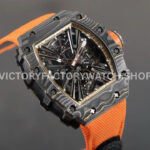 RM Factory Richard Mille RM 12-01 39mm Black Carbon Fiber Orange Canvas Strap Skeletonized Rose Gold Dial