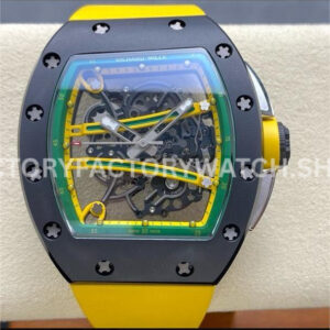RMFACT~3 RM Factory Richard Mille RM 61-01 carbon fiber yellow rubber strap yellow and green skeleton dial