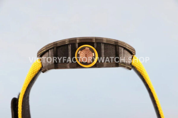 RMFACT~4 RM Factory Richard Mille RM 12-01 39mm Carbon Fiber Yellow Canvas Strap Skeletonized Rose Gold Dial