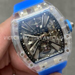 RMFACT~4 RM Factory Richard Mille RM 12-01 39mm Synthetic Crystal Blue Rubber Strap Skeletonized Black Dial