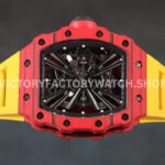RM Factory Richard Mille RM 12-01 39mm Red Carbon Fiber Yellow Rubber Strap Skeletonized Black Dial