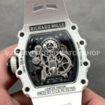 RMFACT~4 RM Factory Richard Mille RM 21-02 Tourbillon 43mm White Ceramics White Rubber Strap Arabic numerals Skeletonized Black Dial