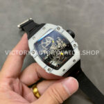 RM Factory Richard Mille RM 27-02 43mm White Carbon Fiber Black Rubber Strap Tourbillon Skeletonized Dial