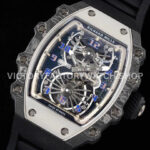 RM Factory Richard Mille RM 21-01 43mm Titanium Carbon Fiber Black Rubber Strap Arabic numerals Skeletonized White Dial
