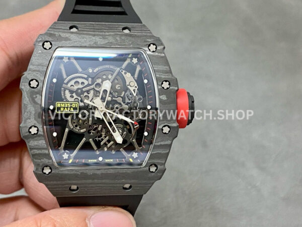 Sonic Factory Richard Mille RM 35-01 43mm Carbon Fiber Black Rubber Strap Skeletonized Dial