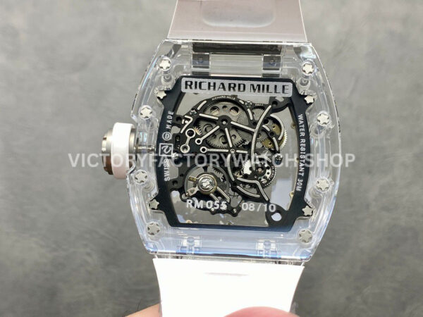 Sonic Factory Richard Mille RM 055 43mm Synthetic Crystal Rubber Strap Skeletonized White Dial
