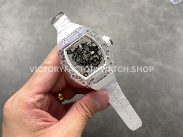 Sonic Factory Richard Mille RM 055 43mm Synthetic Crystal Rubber Strap Skeletonized White Dial