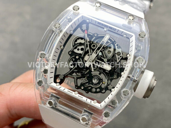 Sonic Factory Richard Mille RM 055 43mm Synthetic Crystal Rubber Strap Skeletonized White Dial