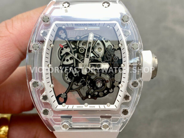 Sonic Factory Richard Mille RM 055 synthetic crystal rubber strap skeletonized white dial