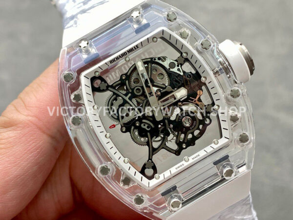 Sonic Factory Richard Mille RM 055 43mm Synthetic Crystal Rubber Strap Skeletonized White Dial