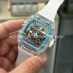 Sonic Factory Richard Mille RM 055 43mm Synthetic Crystal White Rubber Strap Skeletonized Blue Dial