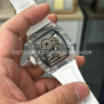 Sonic Factory Richard Mille RM 055 43mm Synthetic Crystal White Rubber Strap Skeletonized Blue Dial