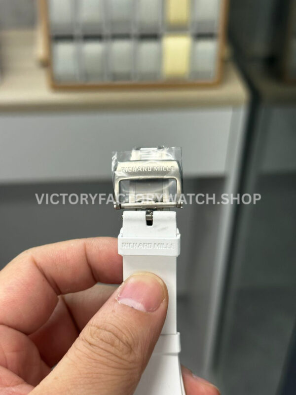 Sonic Factory Richard Mille RM 055 43mm Synthetic Crystal White Rubber Strap Skeletonized Blue Dial
