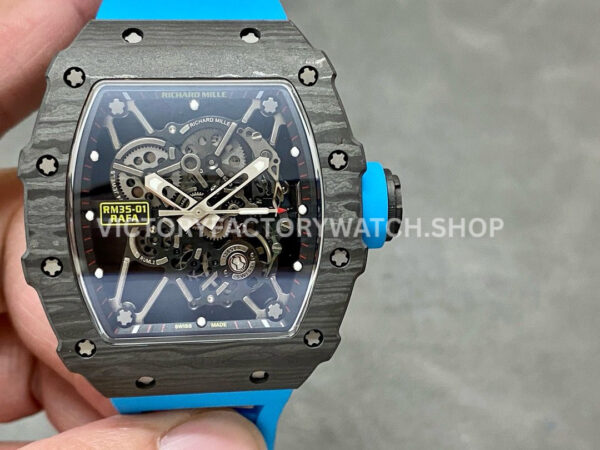 Sonic Factory Richard Mille RM 35-01 43mm Carbon Fiber Blue Rubber Strap Skeletonized Dial (1) Sonic Factory Richard Mille RM 35-01 43mm carbon fiber blue rubber strap skeletonized dial