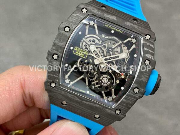 Sonic Factory Richard Mille RM 35-01 43mm Carbon Fiber Blue Rubber Strap Skeletonized Dial (4) Sonic Factory Richard Mille RM 35-01 43mm Carbon Fiber Blue Rubber Strap Skeletonized Dial