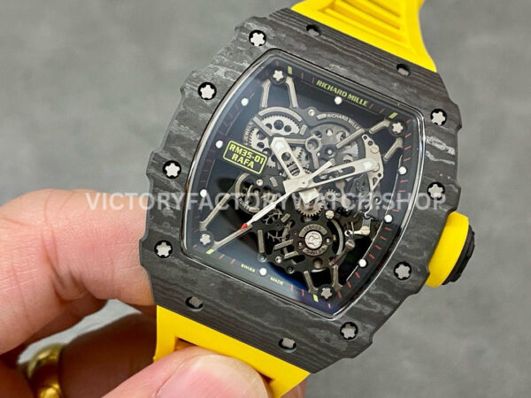 Sonic Factory Richard Mille RM 35-01 43mm Carbon Fiber Yellow Rubber Strap Skeletonized Dial