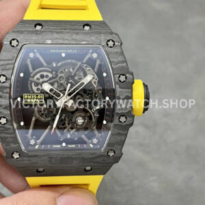 Sonic Factory Richard Mille RM 35-01 43mm carbon fiber yellow rubber strap skeletonized dial