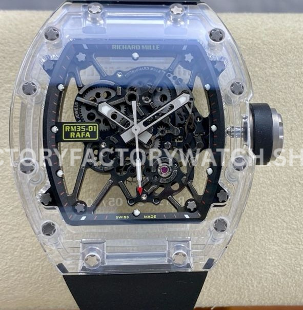 Sonic Factory Richard Mille RM 35-01 synthetic crystal black rubber strap skeletonized dial