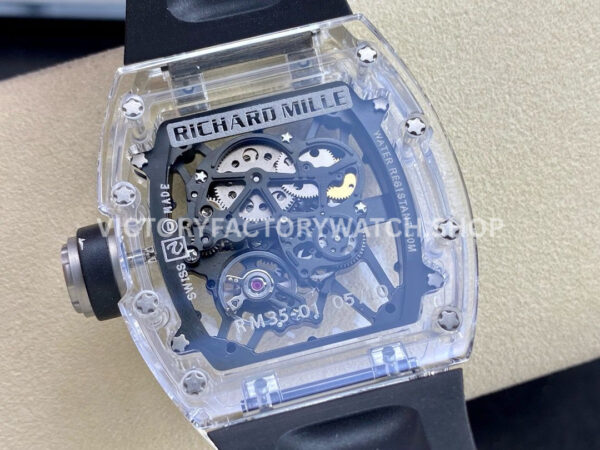 Sonic Factory Richard Mille RM 35-01 43mm Synthetic Crystal Black Rubber Strap Skeletonized Dial