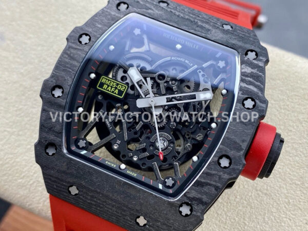 Sonic Factory Richard Mille RM 35-02 44.5mm Carbon Fiber Red Rubber Strap Skeletonized Dial (6) Sonic Factory Richard Mille RM 35-02 44.5mm Carbon Fiber Red Rubber Strap Skeletonized Dial