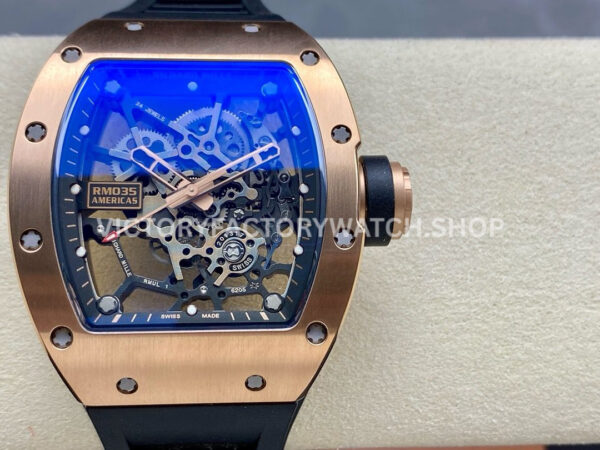 Sonic Factory Richard Mille RM035 40mm rose gold rubber strap skeletonized dial