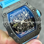 T+ Factory Richard Mille RM35-02 44.5mm Carbon Fiber Blue Rubber Strap Skeletonized Dial (5) T+ Factory Richard Mille RM 35-02 44.5mm Carbon Fiber Blue Rubber Strap Skeletonized Dial