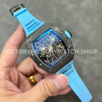 T+ Factory Richard Mille RM35-02 44.5mm Carbon Fiber Blue Rubber Strap Skeletonized Dial (8) T+ Factory Richard Mille RM 35-02 44.5mm Carbon Fiber Blue Rubber Strap Skeletonized Dial