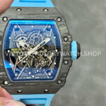 T+ Factory Richard Mille RM35-02 44.5mm Carbon Fiber Blue Rubber Strap Skeletonized Dial (9) T+ Factory Richard Mille RM 35-02 carbon fiber blue rubber strap skeletonized dial