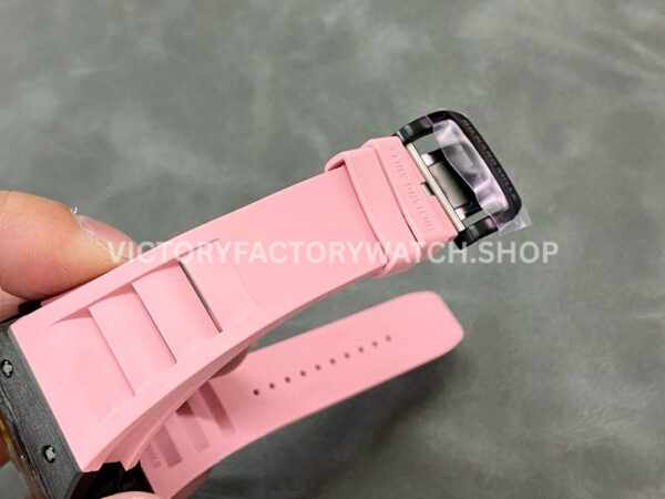 T+ Factory Richard Mille RM35-02 44.5mm Carbon Fiber Pink Rubber Strap Skeletonized Dial (1) T+ Factory Richard Mille RM 35-02 44.5mm Carbon Fiber Pink Rubber Strap Skeletonized Dial