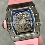 T+ Factory Richard Mille RM35-02 44.5mm Carbon Fiber Pink Rubber Strap Skeletonized Dial (2) T+ Factory Richard Mille RM 35-02 44.5mm Carbon Fiber Pink Rubber Strap Skeletonized Dial