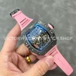 T+ Factory Richard Mille RM35-02 44.5mm Carbon Fiber Pink Rubber Strap Skeletonized Dial (3) T+ Factory Richard Mille RM 35-02 44.5mm Carbon Fiber Pink Rubber Strap Skeletonized Dial