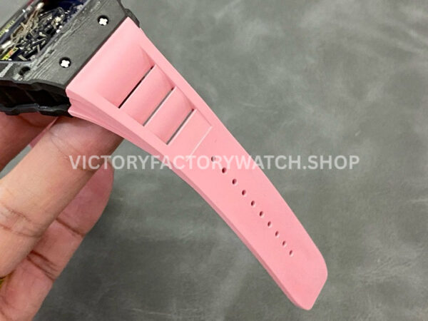 T+ Factory Richard Mille RM35-02 44.5mm Carbon Fiber Pink Rubber Strap Skeletonized Dial (4) T+ Factory Richard Mille RM 35-02 44.5mm Carbon Fiber Pink Rubber Strap Skeletonized Dial