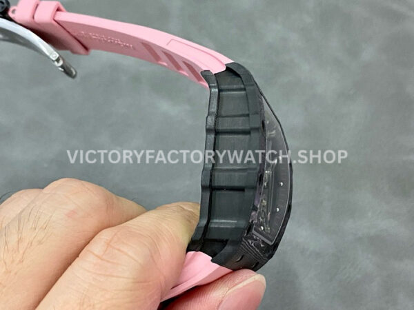 T+ Factory Richard Mille RM35-02 44.5mm Carbon Fiber Pink Rubber Strap Skeletonized Dial (5) T+ Factory Richard Mille RM 35-02 44.5mm Carbon Fiber Pink Rubber Strap Skeletonized Dial