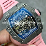 T+ Factory Richard Mille RM35-02 44.5mm Carbon Fiber Pink Rubber Strap Skeletonized Dial (7) T+ Factory Richard Mille RM 35-02 44.5mm Carbon Fiber Pink Rubber Strap Skeletonized Dial