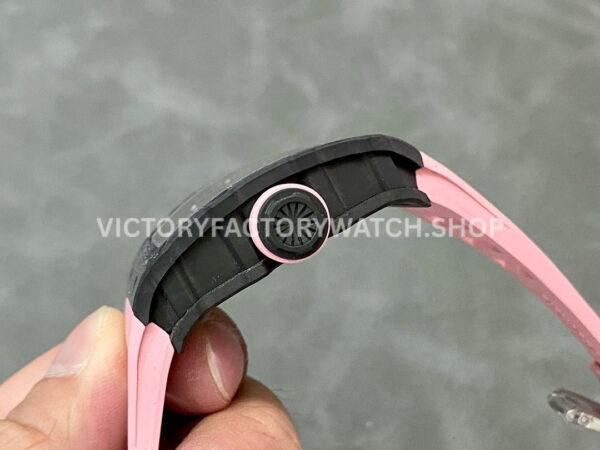 T+ Factory Richard Mille RM35-02 44.5mm Carbon Fiber Pink Rubber Strap Skeletonized Dial (8) T+ Factory Richard Mille RM 35-02 44.5mm Carbon Fiber Pink Rubber Strap Skeletonized Dial