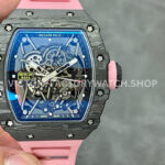 T+ Factory Richard Mille RM35-02 44.5mm Carbon Fiber Pink Rubber Strap Skeletonized Dial (9) T+ Factory Richard Mille RM 35-02 carbon fiber pink rubber strap skeletonized dial