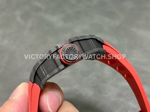 T+ Factory Richard Mille RM35-02 44.5mm Carbon Fiber Red Rubber Strap Skeletonized Dial (4) T+ Factory Richard Mille RM 35-02 44.5mm Carbon Fiber Red Rubber Strap Skeletonized Dial