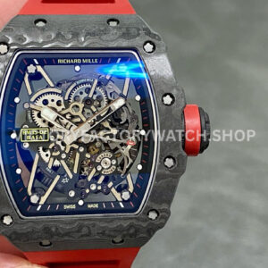 T+ Factory Richard Mille RM 35-02 carbon fiber red rubber strap skeletonized dial