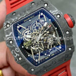 T+ Factory Richard Mille RM35-02 44.5mm Carbon Fiber Red Rubber Strap Skeletonized Dial (7) T+ Factory Richard Mille RM 35-02 44.5mm Carbon Fiber Red Rubber Strap Skeletonized Dial
