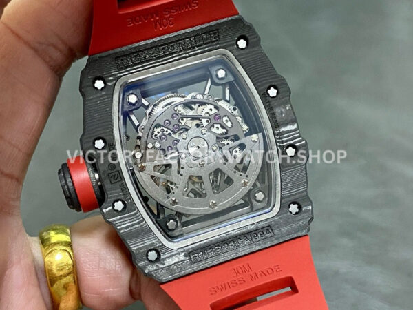 T+ Factory Richard Mille RM35-02 44.5mm Carbon Fiber Red Rubber Strap Skeletonized Dial (8) T+ Factory Richard Mille RM 35-02 44.5mm Carbon Fiber Red Rubber Strap Skeletonized Dial