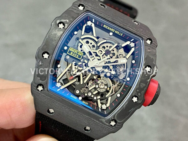 T+ Factory Richard Mille RM35-02 44.5mm Carbon Fiber Textile Strap Skeletonized Dial (6) T+ Factory Richard Mille RM35-02 44.5mm Carbon Fiber Textile Strap Skeletonized Dial