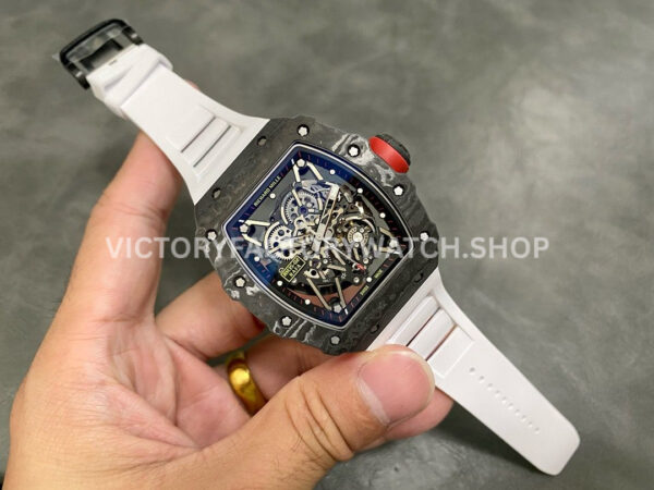 T+ Factory Richard Mille RM35-02 44.5mm Carbon Fiber White Rubber Strap Skeletonized Dial (12) T+ Factory Richard Mille RM 35-02 44.5mm Carbon Fiber White Rubber Strap Skeletonized Dial